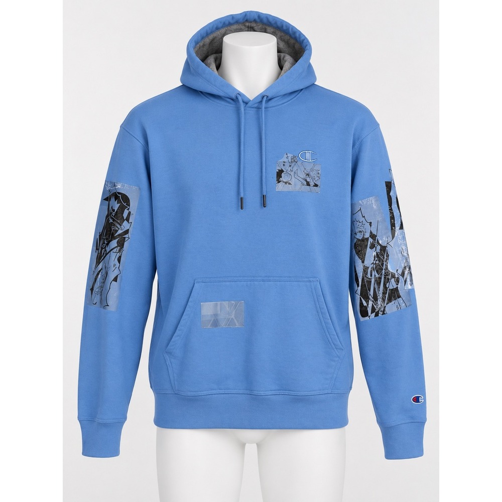 Champion x Hunter x Hunter Manga Graphic Hoodie Blue Gon Killua Sweatshirt Mens